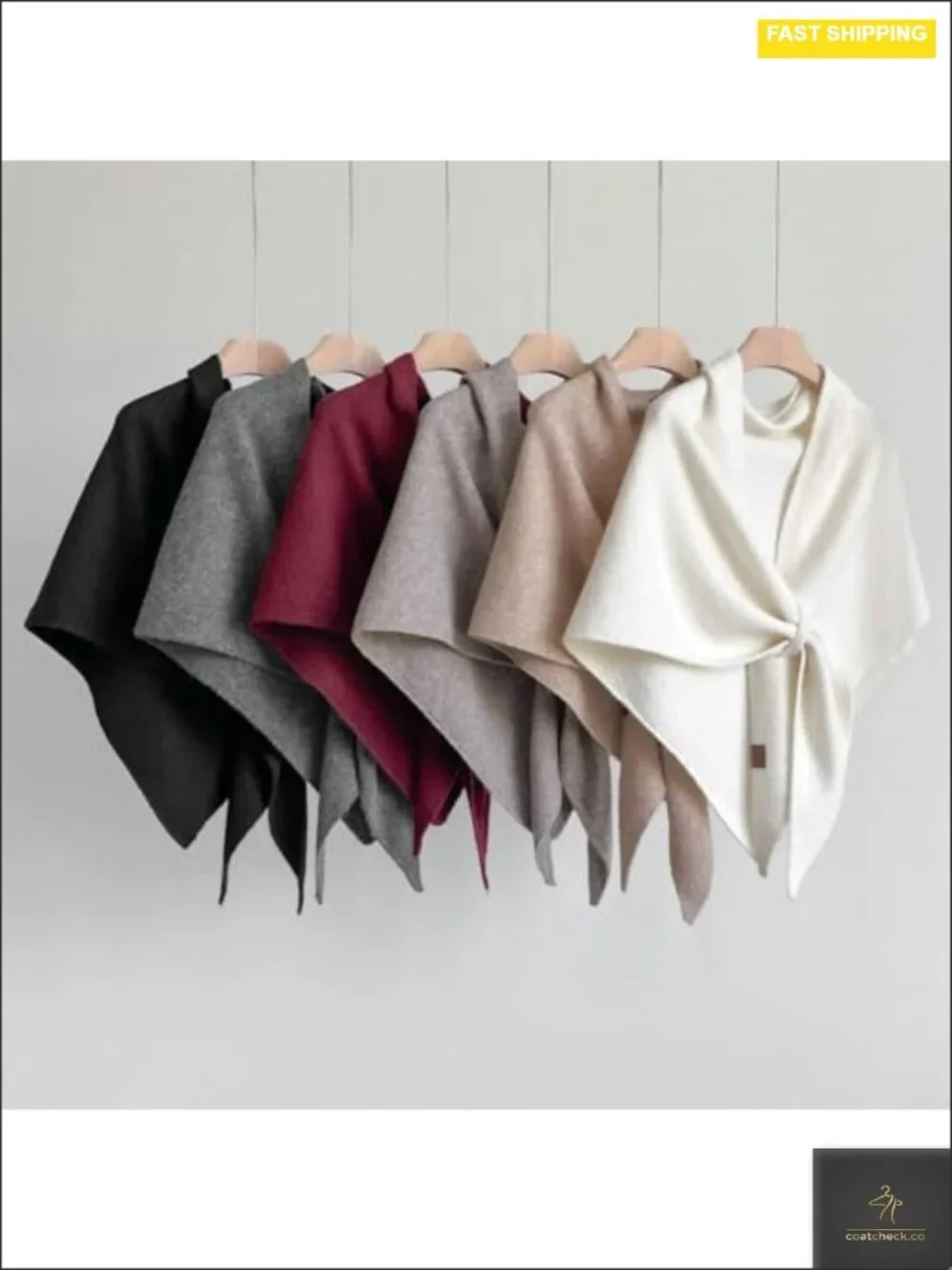 Women's Fleece Poncho Shawl Wrap Scarf Knit Triangle Soft Non-Irritating Warm